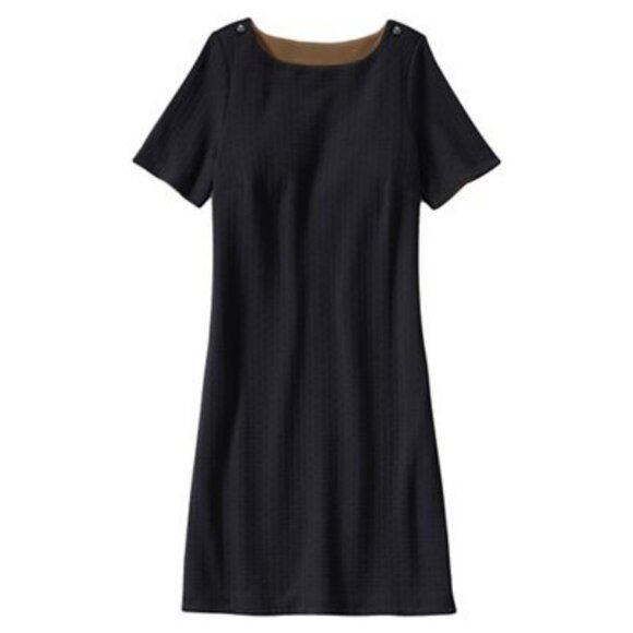 Lands' End Black Textured Knit Shift Dress L (14-16) - Picture 2 of 7